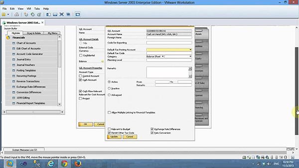 Giao diện hệ thống tài khoản trong phần mềm kế toán SAP Business One