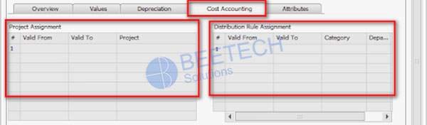 Asset Master Data- Tab Cost Accounting