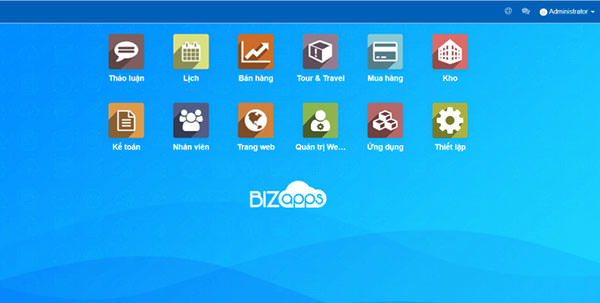 Giao diện phần mềm quản lý du lịch Bizapps